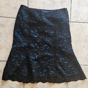 RW&CO Black and Blue Trumpet Midi Skirt